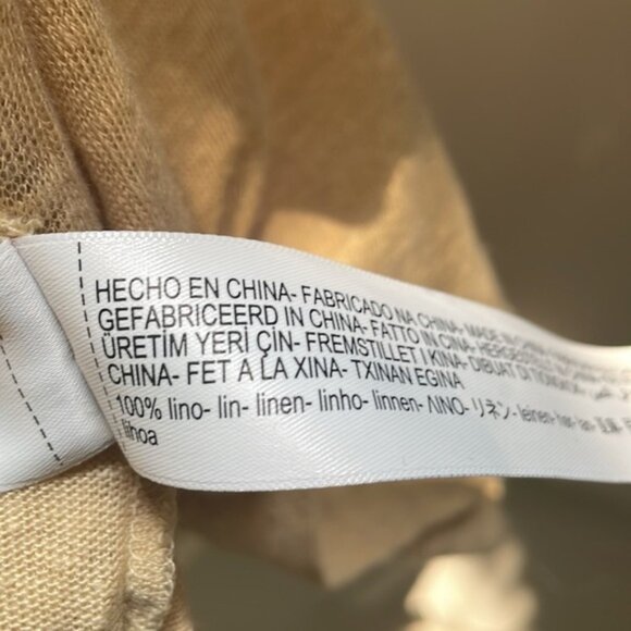 MASSIMO Dutti Linen Short Sleeve Button Down Neutral Cream